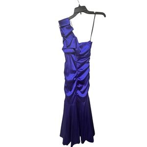 Bee Darlin Royal Blue‎ One Shoulder Ruched Formal Mermaid Gown Size 5/6